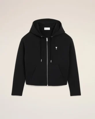 zwarte katoenen ami de coeur hoodie met rits 1 2 330x413 - Zwarte katoenen Ami de Coeur Hoodie met rits
