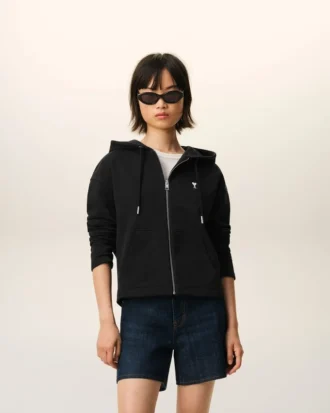 zwarte katoenen ami de coeur hoodie met rits 2 2 330x413 - Zwarte katoenen Ami de Coeur Hoodie met rits